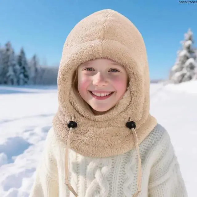 Alt view image 5 of 7 - Winter Balaclava & Neck Warmer Hat Windproof Thermal Full Face Mask with Detachable Hood Collar, Soft Fleece for Kids Ages 310, Ideal for Skiing, Snow, Outdoor Winter Sports & Daily Wear
