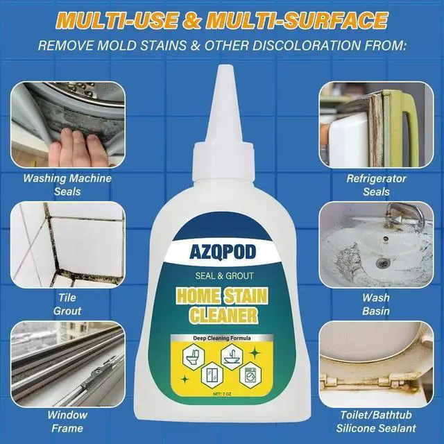 Alt view image 4 of 7 - AZQPOD Mold Remover Gel with Scrub Brush Heavy Duty Mildew Stain Cleaner for Washer Gasket, Shower Caulk, Tile Grout & Bathroom 7 Fl Oz