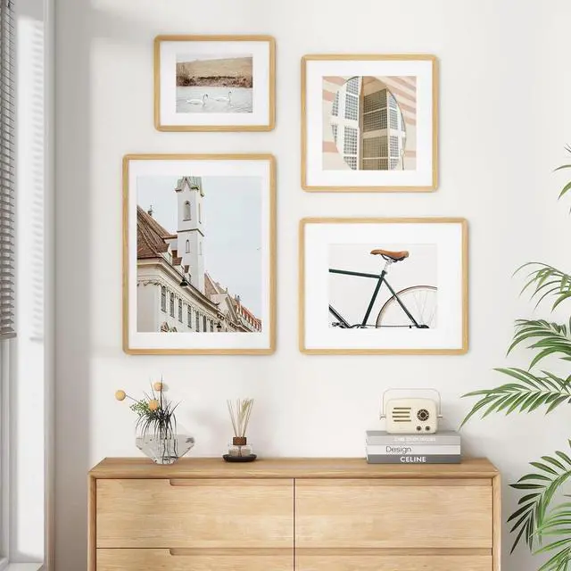 Alt view image 7 of 7 - 16x24 Poster Frame | Solid Oak Wood 16 x 24 Picture Frame | 24x16 Poster Frame With Mat For 12x18 | Tempered Glass And Hanging Hardware Included | 16 By 24 Frame Wood (Natural Oak, 1 Pack)