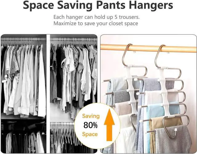 Alt view image 2 of 7 - Kalimdor Pants Hangers 2 Pack Space Saving Metal Closet Organizer,Clothes Pants Hangers,Anti-Slip Design,Closet Organizers and Storage for Pants Jeans Skirts Scarf Legging