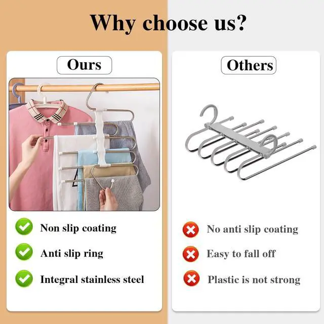 Alt view image 3 of 7 - Kalimdor Pants Hangers 2 Pack Space Saving Metal Closet Organizer,Clothes Pants Hangers,Anti-Slip Design,Closet Organizers and Storage for Pants Jeans Skirts Scarf Legging