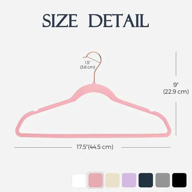 Alt view image 7 of 7 - HOUSE DAY Pink Velvet Hangers 60 Pack, Premium Non-Slip Felt Clothes, Sturdy Heavy Duty Coat, Durable Hangers for Suits, Space Saving with No Hanger Mark, 360° Swivel Rotating Rose Gold Hook