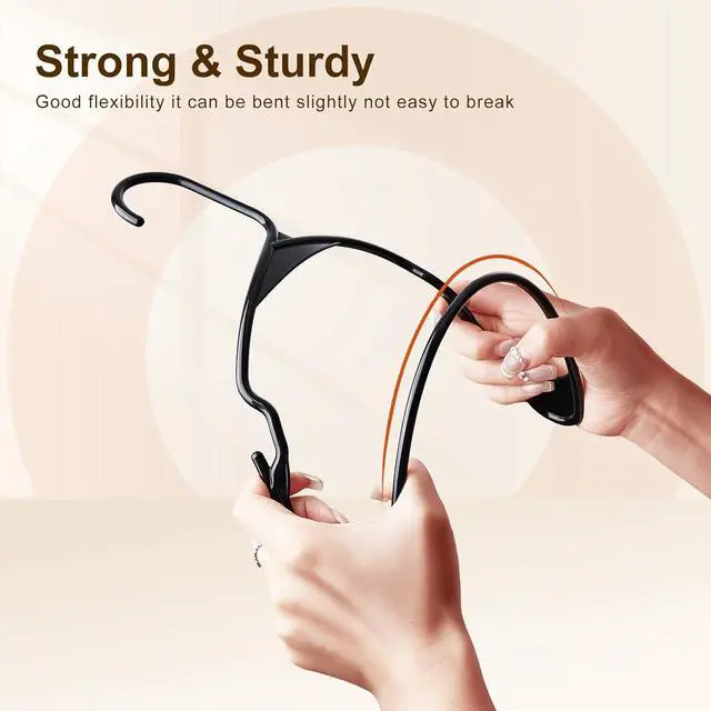 Alt view image 7 of 7 - HOUSE DAY Plastic Hangers 50 Pack - Black Clothes Hangers with Non-Slip Shoulder Grooves, Durable and Sturdy Coat Hanger, Space Saving Slim Design Perfect for Closet Organizers and Storage