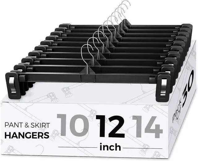 Main image of Smartor Pants Hangers - 30 Pack, Black Clips Hangers with 360° Hooks, Shorts Hanger with Strong Clamps, Dress, Heavy Duty as Trousers, Skirt, Jeans, Towel and Bottom Clothes -12 Inch