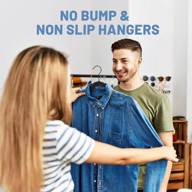 Alt view image 6 of 7 - HOUSE DAY Black Velvet Hangers 60 Pack, Non Slip Felt Hanger, Slim Velvet Clothes Hangers for Suits, Shirt, Heavy Duty Coat Hanger for Closet