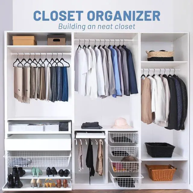 Alt view image 7 of 7 - HOUSE DAY Black Velvet Hangers 60 Pack, Non Slip Felt Hanger, Slim Velvet Clothes Hangers for Suits, Shirt, Heavy Duty Coat Hanger for Closet