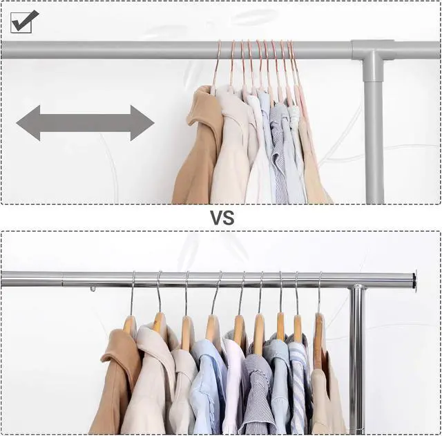Alt view image 5 of 7 - SONGMICS Velvet Hangers - 50 Pack, Non-Slip Hangers with Rose Gold Swivel Hooks, Slim Space-Saving, Heavy-Duty, Pink