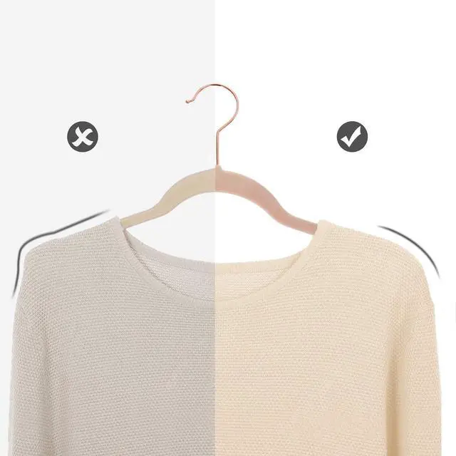 Alt view image 7 of 7 - SONGMICS Velvet Hangers - 50 Pack, Non-Slip Hangers with Rose Gold Swivel Hooks, Slim Space-Saving, Heavy-Duty, Pink