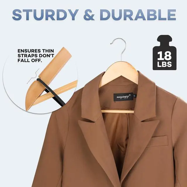 Alt view image 3 of 6 - Wooden Hangers 30 Pack, Heavy Duty Wood Hangers for Coats, Suits, Jackets, Closet & Pants Durable Premium Wood Hangers with 360-Degree Rotatable Hook and Notches, Natural