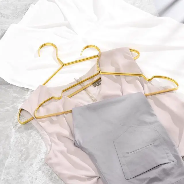 Alt view image 4 of 7 - Amber Home 20 Pack Premium Matte Gold Aluminum Coat Hangers, 16.5 Extra Smooth & Durable Metal Shirt Dress Hanger, Light & Sturdy Metal Rack for Jacket Trouser Pant Slack