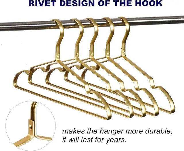 Alt view image 7 of 7 - Amber Home 20 Pack Premium Matte Gold Aluminum Coat Hangers, 16.5 Extra Smooth & Durable Metal Shirt Dress Hanger, Light & Sturdy Metal Rack for Jacket Trouser Pant Slack