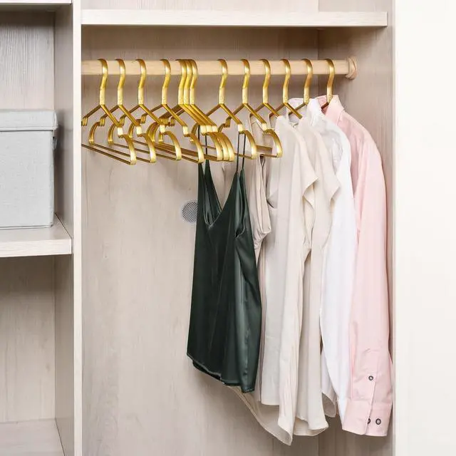 Alt view image 6 of 7 - Amber Home 20 Pack Premium Matte Gold Aluminum Coat Hangers, 16.5 Extra Smooth & Durable Metal Shirt Dress Hanger, Light & Sturdy Metal Rack for Jacket Trouser Pant Slack