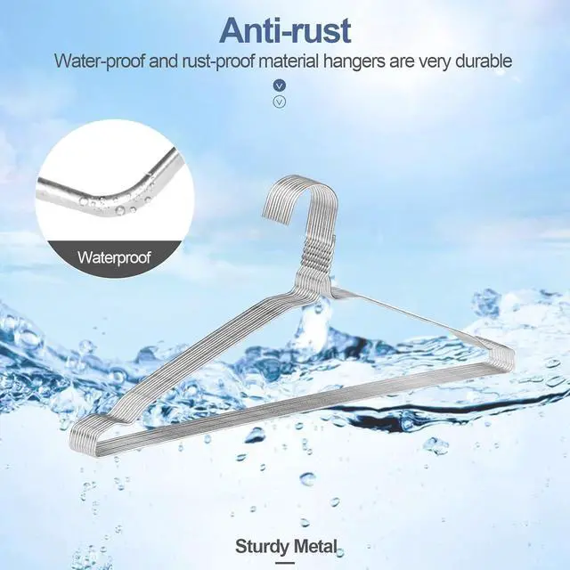 Alt view image 3 of 7 - Wire Metal Clothes Hangers Bulk 100 Pack with Groove, 16.7 Inch, 12 Gauge Ultra Thin, Non Slip, for Standard Size Suits, Shirts, Pants, Skirts, Silver