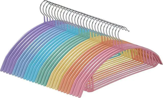 Main image of MOPALL Clothes Hangers 28 Pack, Non Slip PVC Coating Metal Sweater Hanger No Shoulder Bump, 16.5 inch Wide Heavy Duty Durable Adult Coat Hanging for Closet, Suit, Dress, Jacket, Pant, Shirt