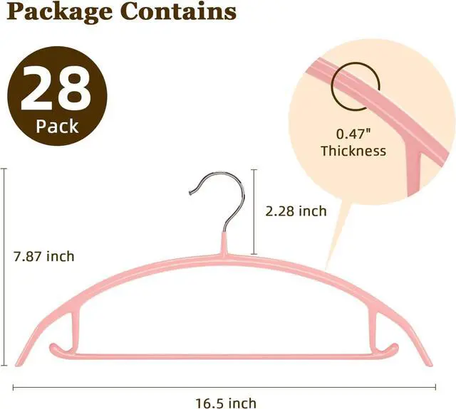 Alt view image 6 of 7 - MOPALL Clothes Hangers 28 Pack, Non Slip PVC Coating Metal Sweater Hanger No Shoulder Bump, 16.5 inch Wide Heavy Duty Durable Adult Coat Hanging for Closet, Suit, Dress, Jacket, Pant, Shirt