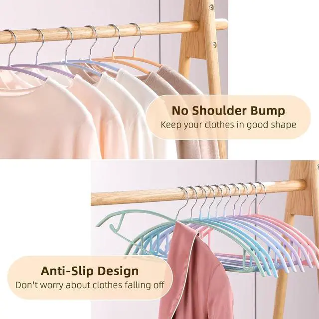 Alt view image 4 of 7 - MOPALL Clothes Hangers 28 Pack, Non Slip PVC Coating Metal Sweater Hanger No Shoulder Bump, 16.5 inch Wide Heavy Duty Durable Adult Coat Hanging for Closet, Suit, Dress, Jacket, Pant, Shirt