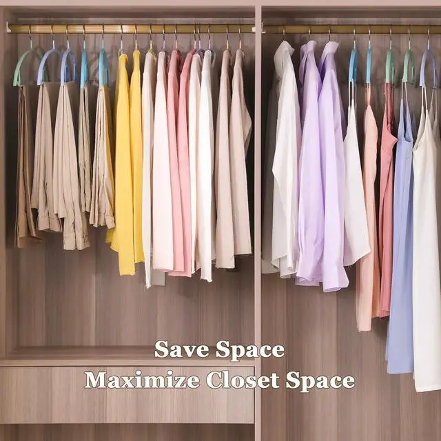 Alt view image 7 of 7 - MOPALL Clothes Hangers 28 Pack, Non Slip PVC Coating Metal Sweater Hanger No Shoulder Bump, 16.5 inch Wide Heavy Duty Durable Adult Coat Hanging for Closet, Suit, Dress, Jacket, Pant, Shirt