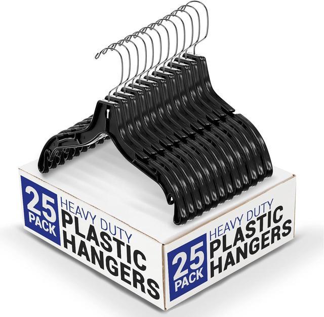 Main image of Victory Display Heavy Duty Plastic Black Hangers for Clothes | Slim Hangers with Swivel Hooks & Notched Shoulder for Closet | Durable, & Space-Saving for Clothing Storage Solution | 17inches | 25 Pack