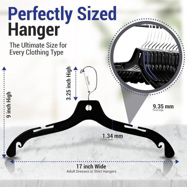 Alt view image 2 of 7 - Victory Display Heavy Duty Plastic Black Hangers for Clothes | Slim Hangers with Swivel Hooks & Notched Shoulder for Closet | Durable, & Space-Saving for Clothing Storage Solution | 17inches | 25 Pack
