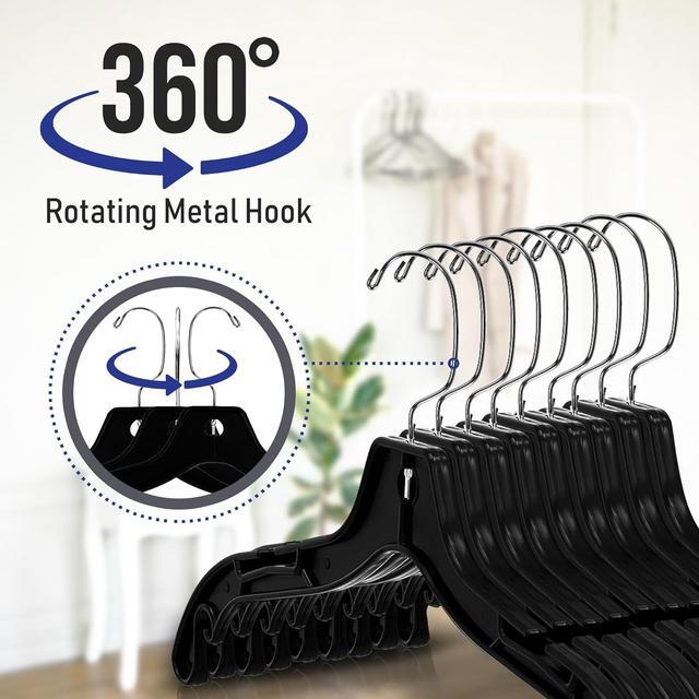 Alt view image 3 of 7 - Victory Display Heavy Duty Plastic Black Hangers for Clothes | Slim Hangers with Swivel Hooks & Notched Shoulder for Closet | Durable, & Space-Saving for Clothing Storage Solution | 17inches | 25 Pack