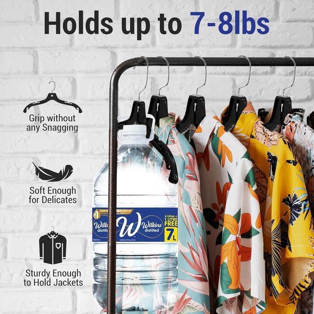 Alt view image 5 of 7 - Victory Display Heavy Duty Plastic Black Hangers for Clothes | Slim Hangers with Swivel Hooks & Notched Shoulder for Closet | Durable, & Space-Saving for Clothing Storage Solution | 17inches | 25 Pack