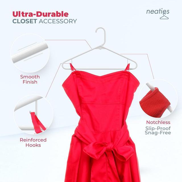Alt view image 3 of 7 - 60pk Made in USA Strong Plastic Clothes Hangers Bulk | 20 30 50 100 Pack Available | Laundry Clothes Hanger | Coat Hangers Plastic | Heavy Duty Plastic Hanger for Closet and Clothing Hangars (White)
