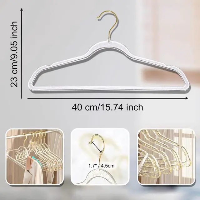 Alt view image 2 of 7 - Clear Clothes Hangers 16", 20 Pack Plastic Coat Hanger for Adult Closet, Durable Ganchos de Ropa with Swivel Hook, Thin Space Saving Perchas de Plástico for Spaghetti Strap Dress Suit