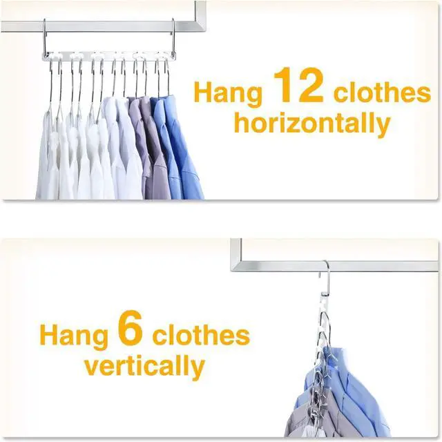 Alt view image 5 of 7 - HOUSE DAY Space Saving Hangers for Clothes 12 Pack, Heavy Duty Hanger Organizer 30 Lbs Capacity, Metal Magic Hanger, Sturdy Multi Hangers, Closet Space Saver Closet Organizers and Storage
