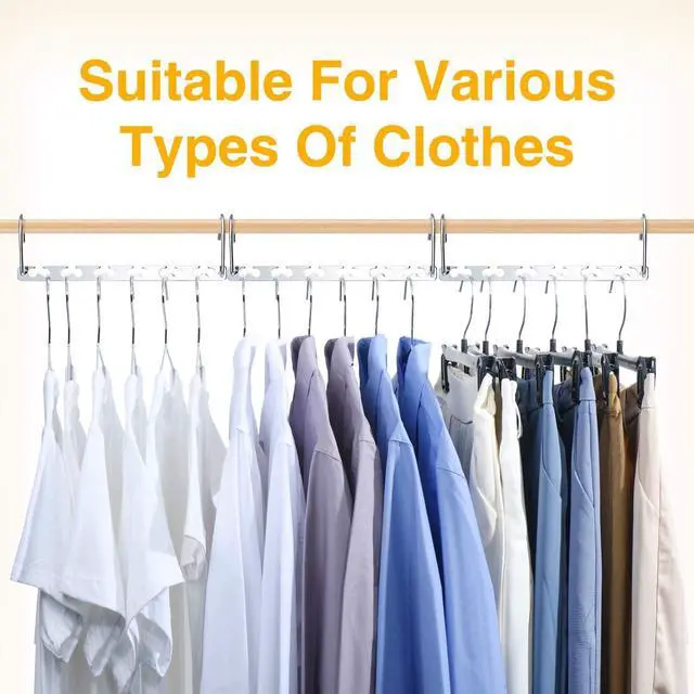 Alt view image 4 of 7 - HOUSE DAY Space Saving Hangers for Clothes 12 Pack, Heavy Duty Hanger Organizer 30 Lbs Capacity, Metal Magic Hanger, Sturdy Multi Hangers, Closet Space Saver Closet Organizers and Storage