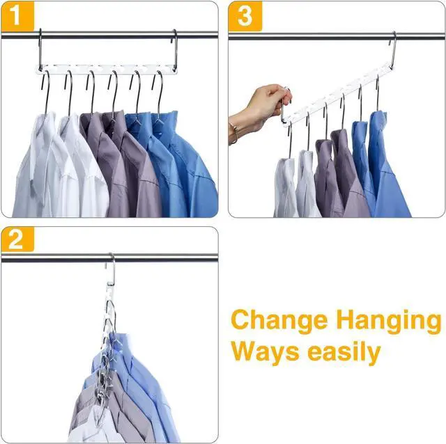 Alt view image 6 of 7 - HOUSE DAY Space Saving Hangers for Clothes 12 Pack, Heavy Duty Hanger Organizer 30 Lbs Capacity, Metal Magic Hanger, Sturdy Multi Hangers, Closet Space Saver Closet Organizers and Storage