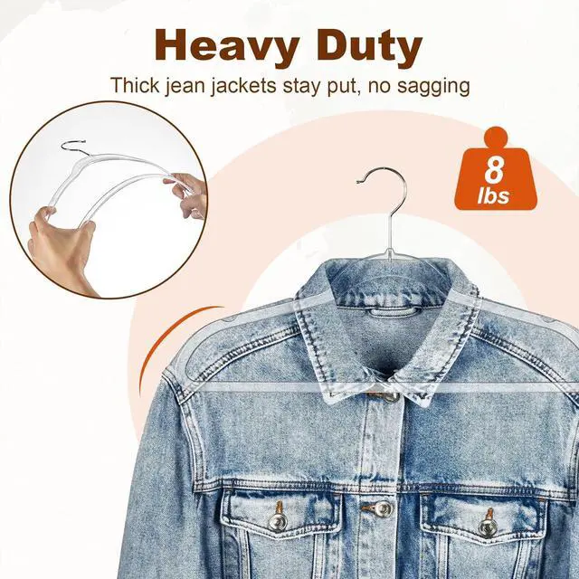 Alt view image 4 of 7 - HOUSE DAY Clear Plastic Hangers 50 Pack, Space Saving Clear Hangers for Clothes, Durable Adult Crystal Hanger for Dress, Shirts, Coats, 360° Swivel Hook