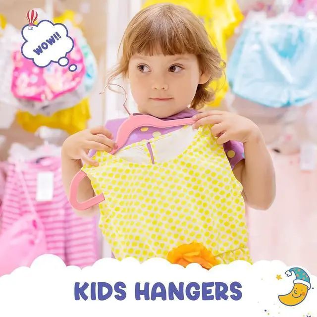Alt view image 2 of 7 - HOUSE DAY Velvet Kids Hangers 60 Pack, Premium Childrens Hangers for Closet, Ultra Thin Cute Clothes Hanger, Non Slip Small Felt Hanger 14 Inch for Kids Clothes, Blush Pink