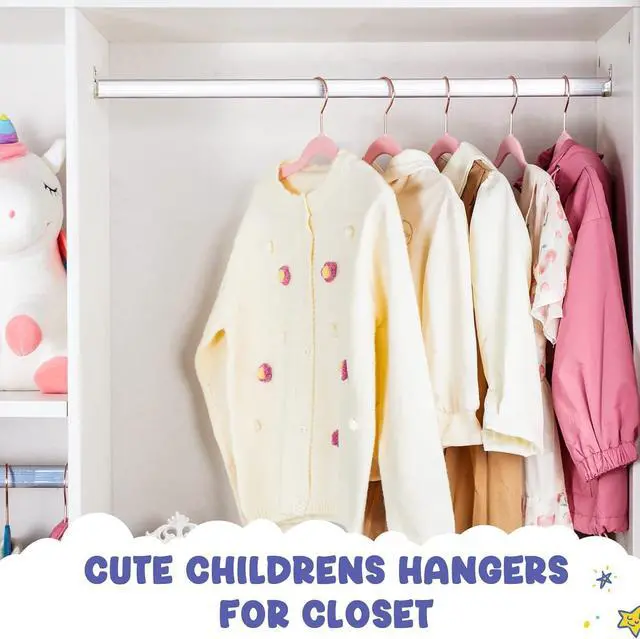 Alt view image 4 of 7 - HOUSE DAY Velvet Kids Hangers 60 Pack, Premium Childrens Hangers for Closet, Ultra Thin Cute Clothes Hanger, Non Slip Small Felt Hanger 14 Inch for Kids Clothes, Blush Pink