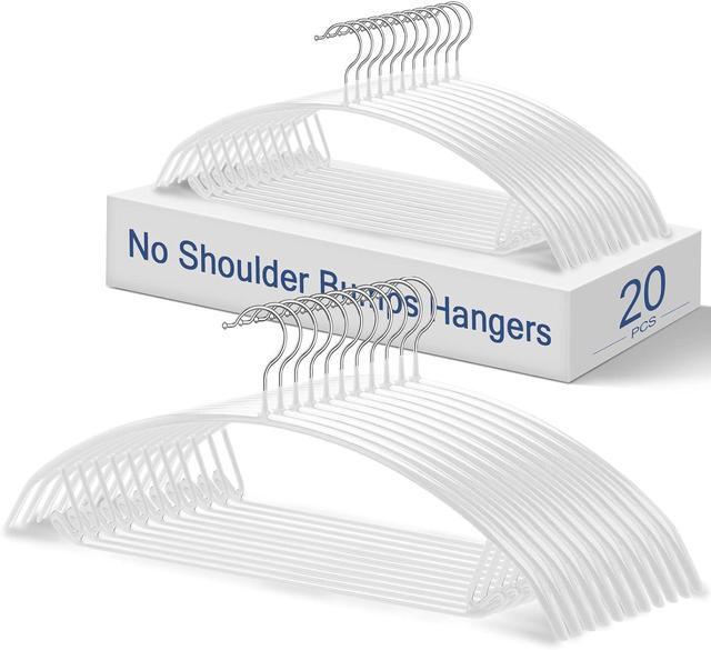 Main image of No Bump Rubber Coated Hangers 20 Pack - Heavy Duty Contour Metal Clothes Hangers, 15-18lb Weight Capacity, Non-Slip & Space Saving for Wardrobe, Closet, Dorm (16.5 Inch, White)