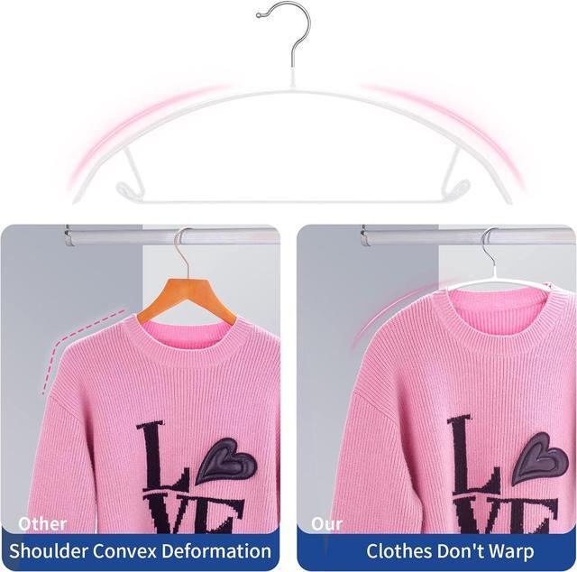 Alt view image 3 of 7 - No Bump Rubber Coated Hangers 20 Pack - Heavy Duty Contour Metal Clothes Hangers, 15-18lb Weight Capacity, Non-Slip & Space Saving for Wardrobe, Closet, Dorm (16.5 Inch, White)