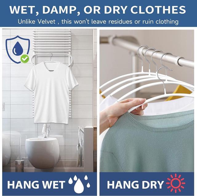 Alt view image 5 of 7 - No Bump Rubber Coated Hangers 20 Pack - Heavy Duty Contour Metal Clothes Hangers, 15-18lb Weight Capacity, Non-Slip & Space Saving for Wardrobe, Closet, Dorm (16.5 Inch, White)