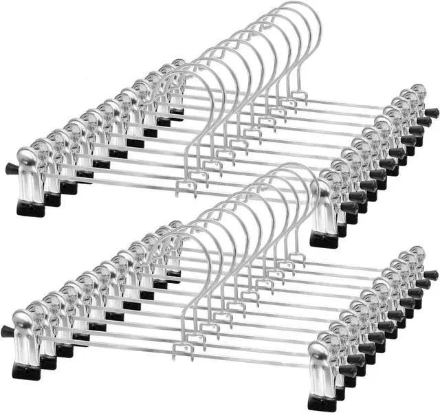 Main image of NORTHERN BROTHERS Pants Hangers with Clips, 20 Pack Skirt Hangers for Pant Shorts Jeans Trousers Metal Clips Hanger Heavy Duty Adjustable for Men Women Kids Clothes