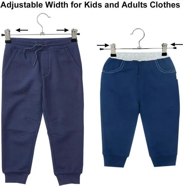 Alt view image 2 of 6 - NORTHERN BROTHERS Pants Hangers with Clips, 20 Pack Skirt Hangers for Pant Shorts Jeans Trousers Metal Clips Hanger Heavy Duty Adjustable for Men Women Kids Clothes