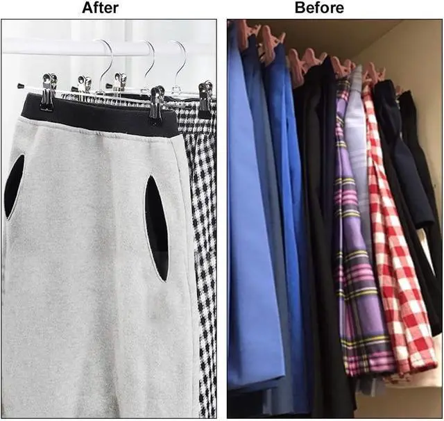 Alt view image 5 of 6 - NORTHERN BROTHERS Pants Hangers with Clips, 20 Pack Skirt Hangers for Pant Shorts Jeans Trousers Metal Clips Hanger Heavy Duty Adjustable for Men Women Kids Clothes