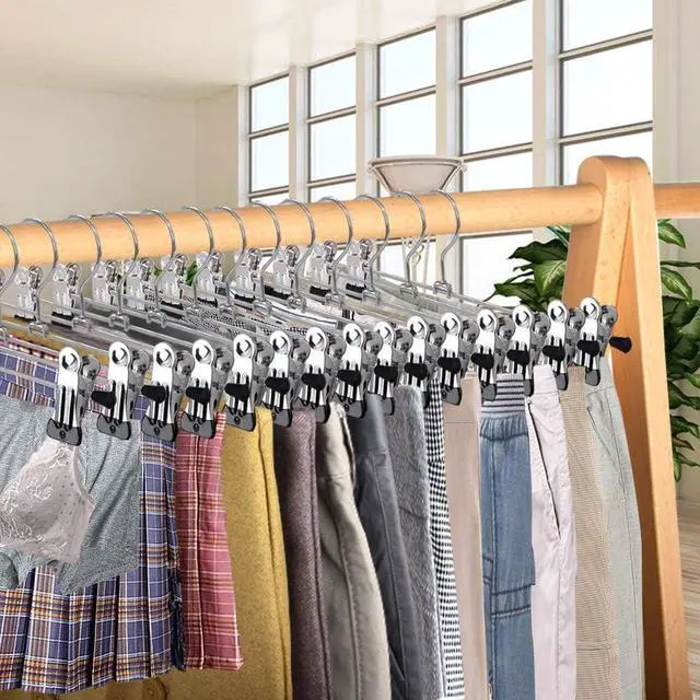 Alt view image 6 of 6 - NORTHERN BROTHERS Pants Hangers with Clips, 20 Pack Skirt Hangers for Pant Shorts Jeans Trousers Metal Clips Hanger Heavy Duty Adjustable for Men Women Kids Clothes