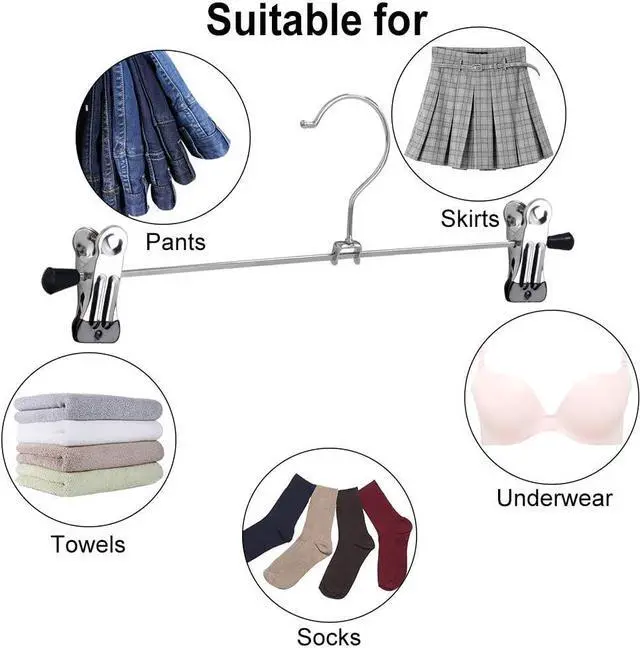 Alt view image 4 of 6 - NORTHERN BROTHERS Pants Hangers with Clips, 20 Pack Skirt Hangers for Pant Shorts Jeans Trousers Metal Clips Hanger Heavy Duty Adjustable for Men Women Kids Clothes