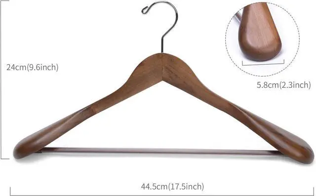 Alt view image 2 of 7 - Nature Smile Luxury Wooden Suit Hangers 6 Pack Wood Coat Hangers Jacket Outerwear Shirt Hangers,with Extra-Wide Shoulder, 360 Degree Swivel Hooks & Anti-Slip Bar with Screw(Retro Color)