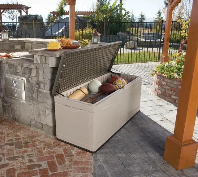 Alt view image 5 of 7 - Lifetime 60012 Extra Large Deck Box, 130 Gallon, Desert Sand/Brown