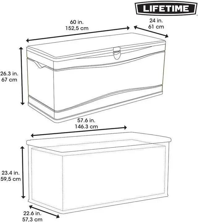 Alt view image 7 of 7 - Lifetime 60012 Extra Large Deck Box, 130 Gallon, Desert Sand/Brown