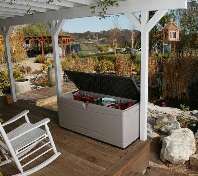 Alt view image 6 of 7 - Lifetime 60012 Extra Large Deck Box, 130 Gallon, Desert Sand/Brown