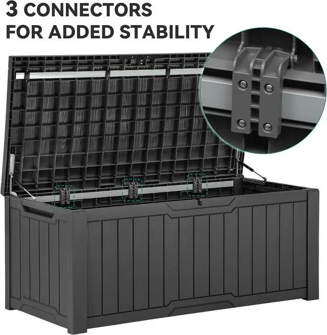 Alt view image 7 of 7 - YITAHOME 120 Gallon Outdoor Storage Deck Box, Large Resin Patio Storage for Outdoor Pillows, Garden Tools and Pool Supplies, Waterproof, Lockable, (Dark Grey)