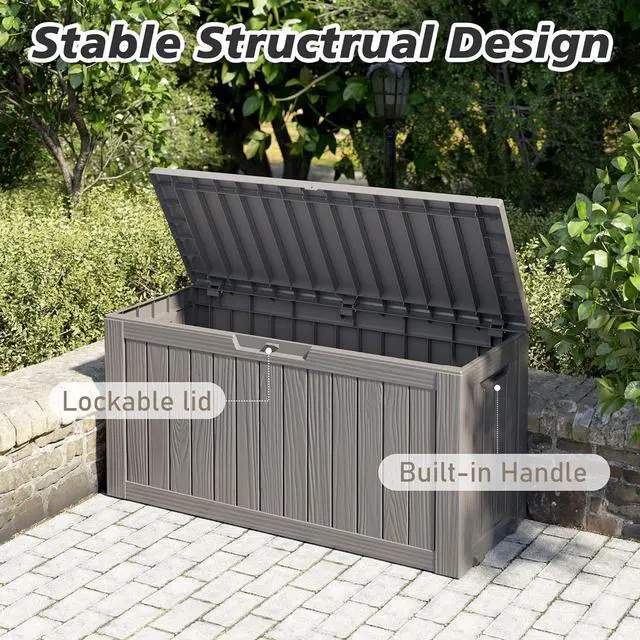 Alt view image 2 of 5 - KAMABOKO Deck Box, 72 Gallon Resin Indoor and Outdoor Storage Boxes Waterproof for Garden Tools, Pool Accessories Storage Bench, Patio Furniture and Cushions with Lockable Lid, Grey