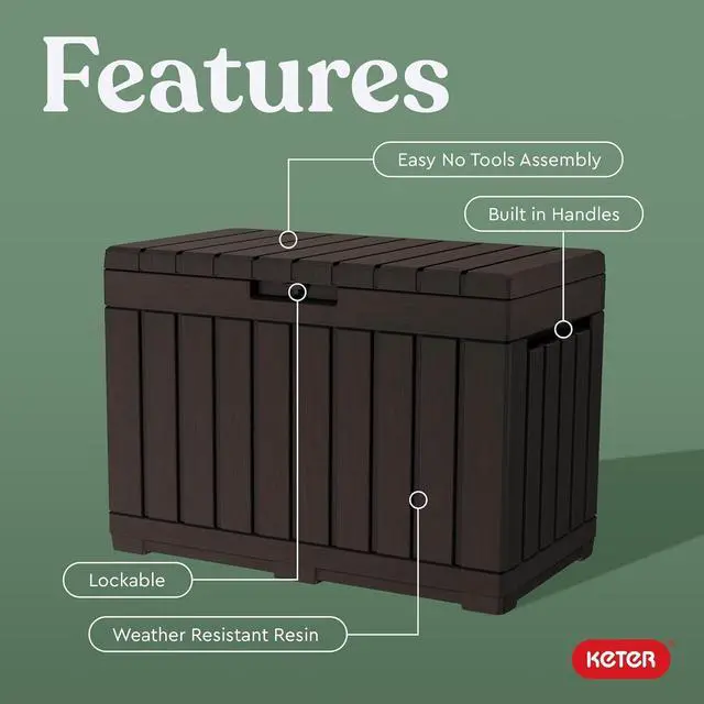 Alt view image 3 of 7 - Keter Kentwood 50 Gallon Resin Deck Box-Organization and Storage for Patio Cushions, Throw Pillows and Garden Tools, Brown