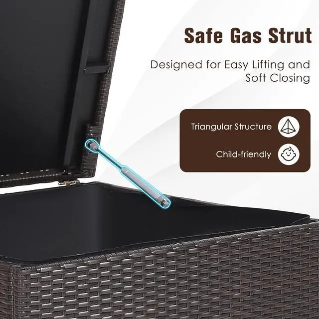 Alt view image 2 of 7 - RELAX4LIFE Outdoor Storage Box 72-Gallon - Outside Wicker Storage Bin with Waterproof Zippered Liner, Gas Strut, Package Delivery Boxes for Outside, Accessories, Garden Tools Storage Deck Box