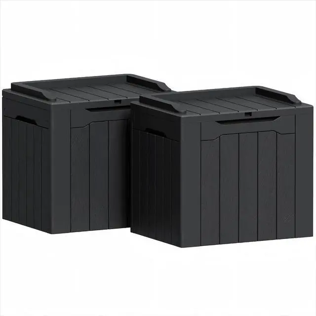 Main image of Greesum 31 Gallon Deck Box for Outside, All Weather Outdoor Storage Boxes for Patio Furniture Set, Package Delivery Box, Garden Tools, Black(Set of 2)